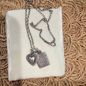 Silver Heart and Square Pendant Necklace